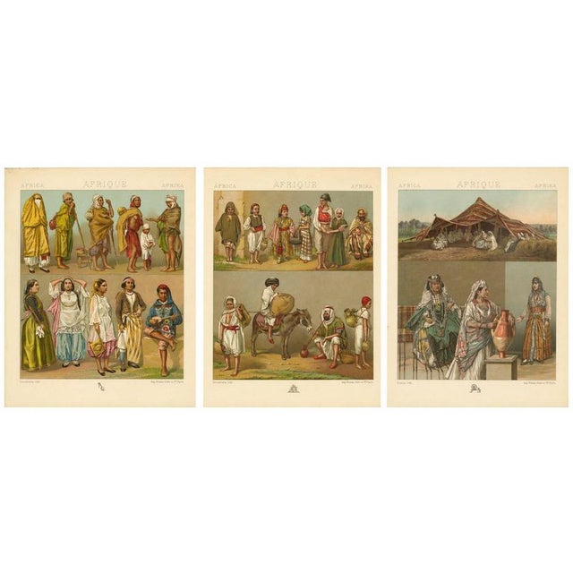 Racinet, Afrique: North African Daily Life & Costumes, 1888, Lithographs, Set of 3 For Sale - Image 6 of 9