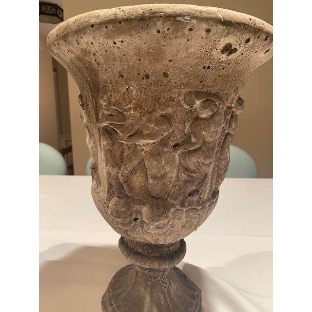 Neoclassical Antique Cast Stone Garden Urns - a Pair For Sale - Image 3 of 13