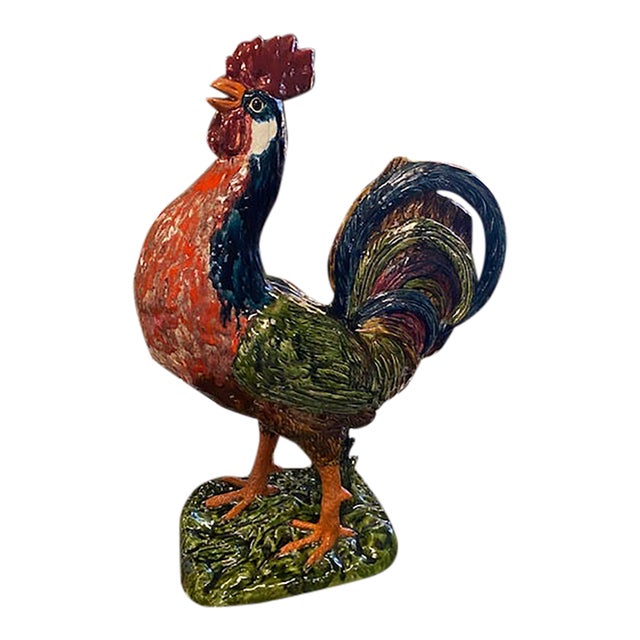 Rare Large Majolica Rooster For Sale