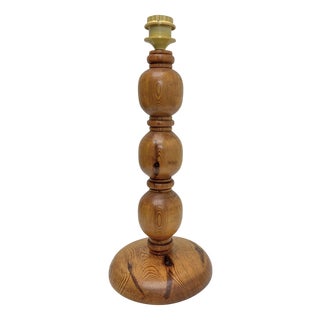 Table Lamp Pine Wood with Spheres, 1970s For Sale
