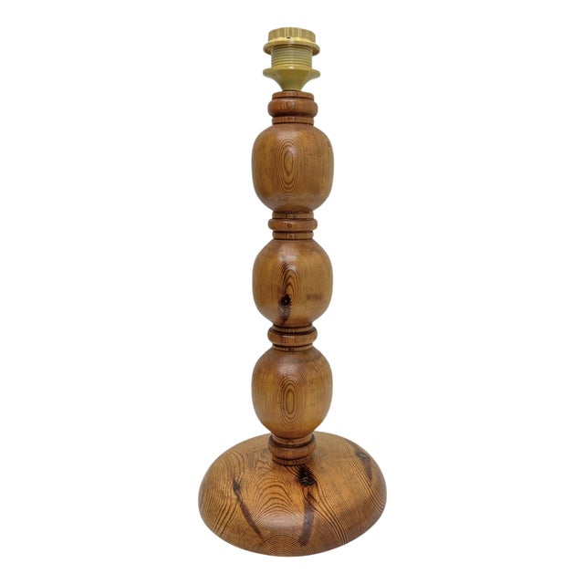 Table Lamp Pine Wood with Spheres, 1970s For Sale