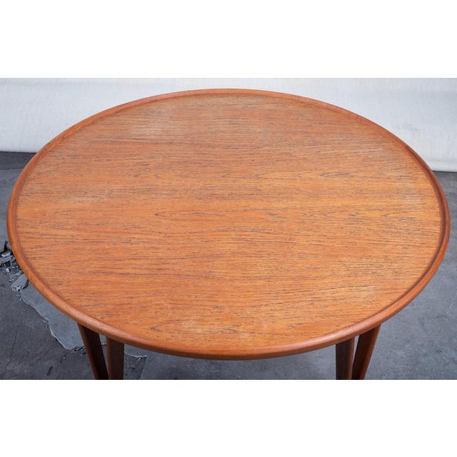 Wood Round Teak Coffee Table attributed to Tove & Edvard Kindt-Larsen, Denmark, 1950s For Sale - Image 7 of 9
