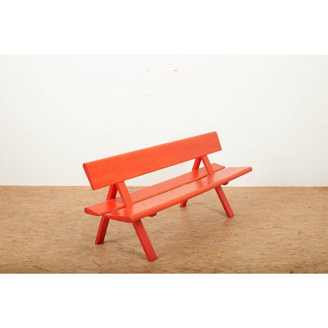 Ash Wood Bench in Stained and Lacquered Red for the Frankfurt Book Fair by Moritz Schmid for Röthlisberger, 2014 For Sale - Image 3 of 12