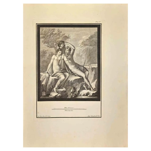 Filippo Morghen, Hermes God and Nymph, Etching, 18th Century For Sale