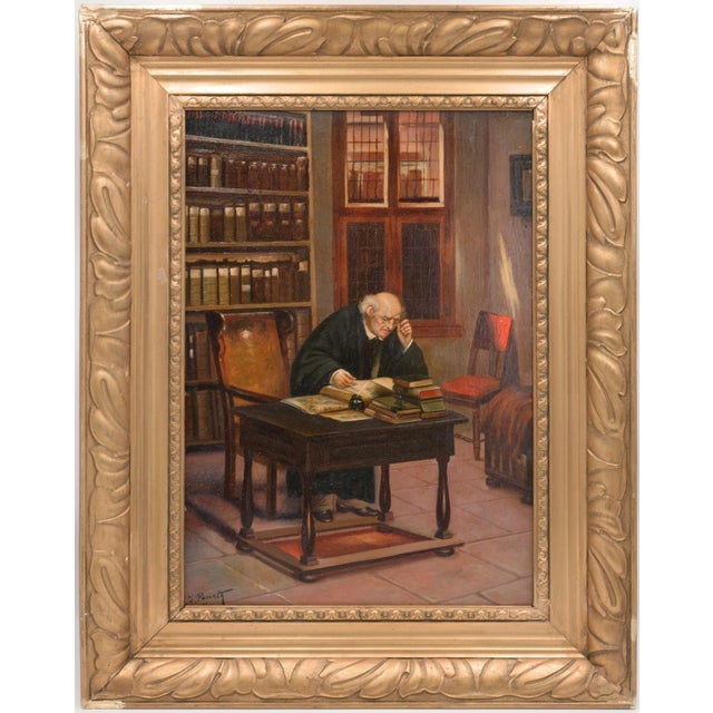 Lasarre Judavics-Paneth, Scholar in His Study, 1902, Oil Painting For Sale - Image 3 of 6