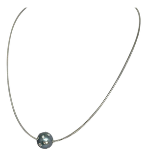 Diamond Tahitian South Sea Pearl Necklace 0.5 TCW 14k Gold Certified