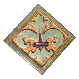 Vintage Mission Arts & Crafts Style Fleur De Lis Art Pottery Tile