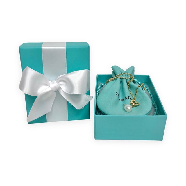 Gold Tiffany & Co. Elsa Peretti 18k Yellow Gold Open Heart Lariat Necklace 18.5" For Sale - Image 8 of 8