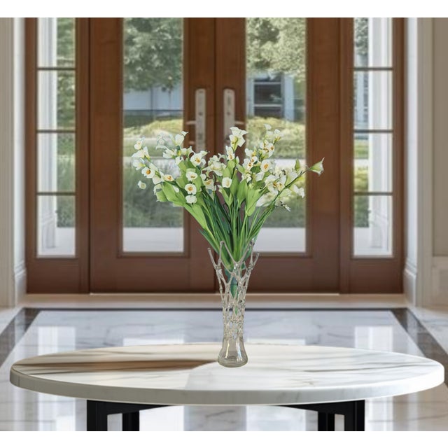 19 in Tall Art Glass Clear Lattice Vase by Ion Tamaian For Sale - Image 9 of 14