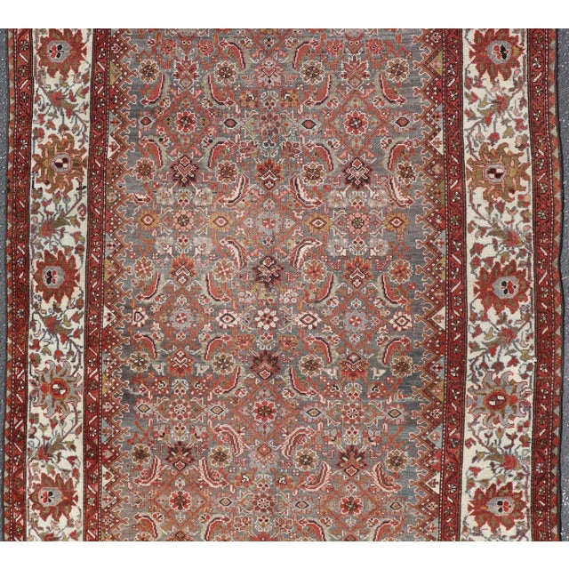 Tribal Antique Persian Malayer Rug With Allover With Herati Design in Terracotta For Sale - Image 3 of 13