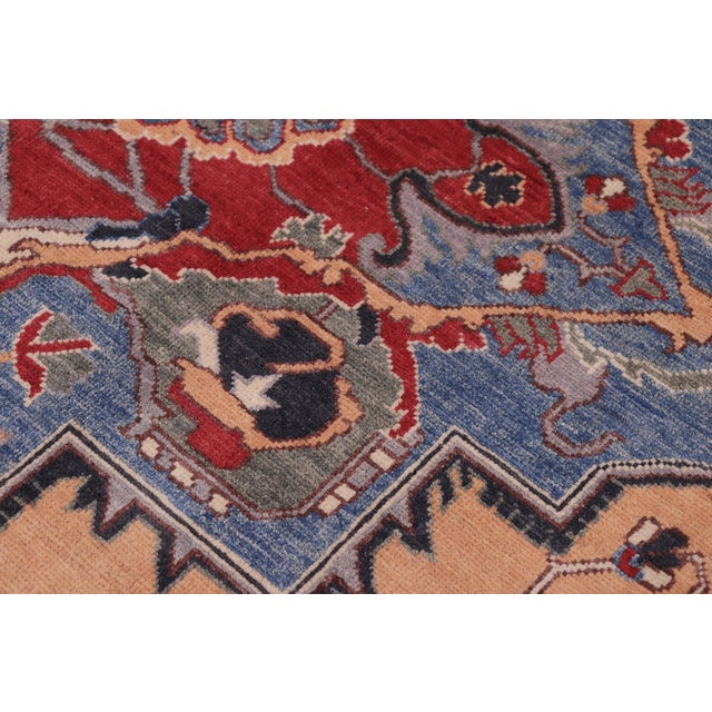 Rustic Kazak Orange/Blue Wool Rug - 8'1''x10'0'' For Sale In New York - Image 6 of 10
