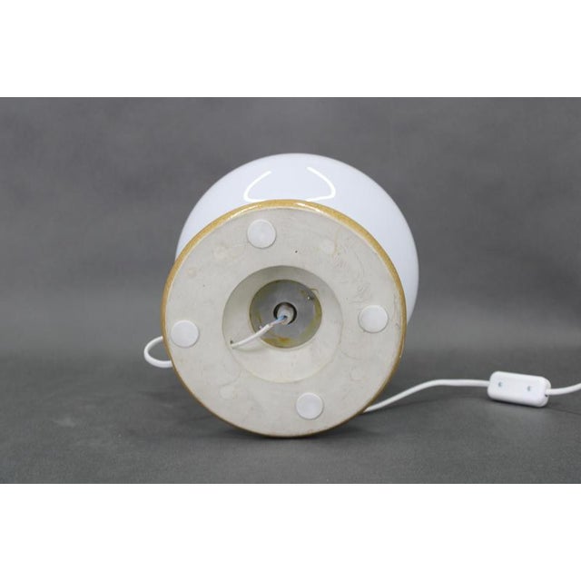 Mid-Century Czechoslovak Ceramic Table Lamp with Opaline Glass, 1960s For Sale - Image 9 of 11
