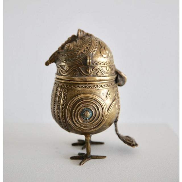 Indian Gilt Bronze Dhokra Owl Sculptural Box, Early 20th Century For Sale - Image 5 of 8