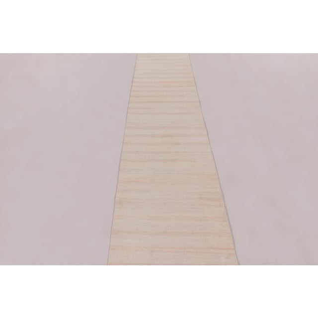 Rug & Kilim Vintage Anatolian Runner Rug With Soft Beige and Cream Stripes - Rug & Kilim For Sale - Image 4 of 9