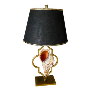 Boho Coastal Conch Shell Table Lamp For Sale