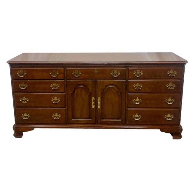 Vintage Drexel Heritage Chippendale Style Solid Cherry Dresser For Sale - Image 13 of 13