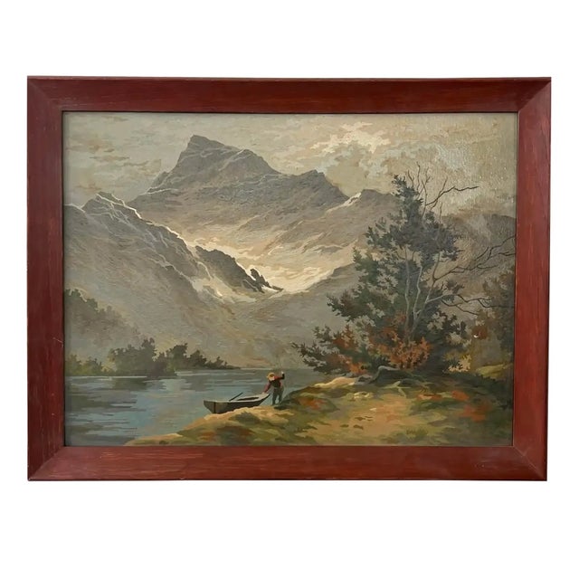 Mid 20th Century Mid 20th Century Acrylic Landscape Painting on Board With Original Wood Frame For Sale - Image 5 of 5