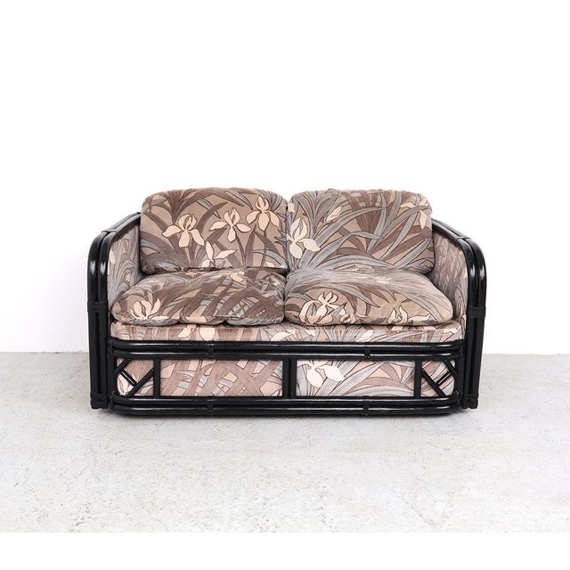 Vintage Bamboo 2-Seater Sofa with Floral Velvet Fabric, 1970s For Sale - Image 15 of 15