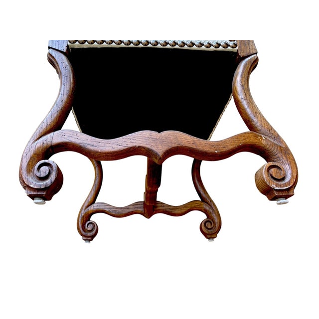 Mid 20th Century Pair of French Fruitwood Upholstered Armchairs For Sale - Image 9 of 9