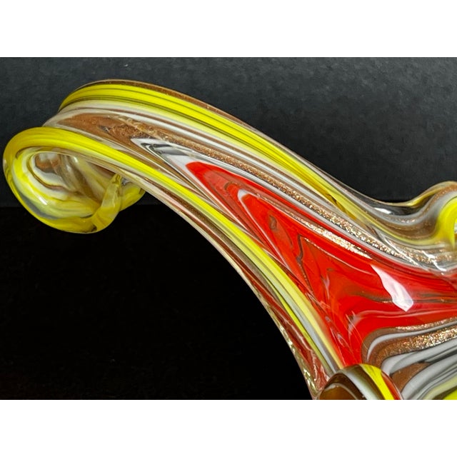 Mid 20th Century Vintage C1950s Fratelli Toso Murano Art Glass Orange and Yellow Swirl Candy Dish For Sale - Image 5 of 12