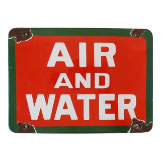 Vintage Air and Water Porcelain Sign For Sale
