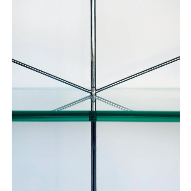 Contemporary Late 20th Century Gun Metal, Stainless, Glass Etagere Shelves or Room Divider For Sale - Image 3 of 7