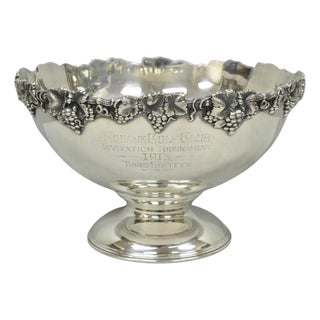 Victorian Silver Plated Grapevine Repousse 1913 Mohawk Golf Club Award Punchbowl For Sale