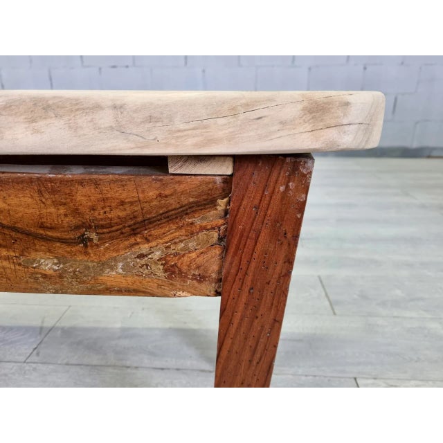 Stylish French Rustic Seating Bench or Side Table Solid Oak For Sale - Image 11 of 12
