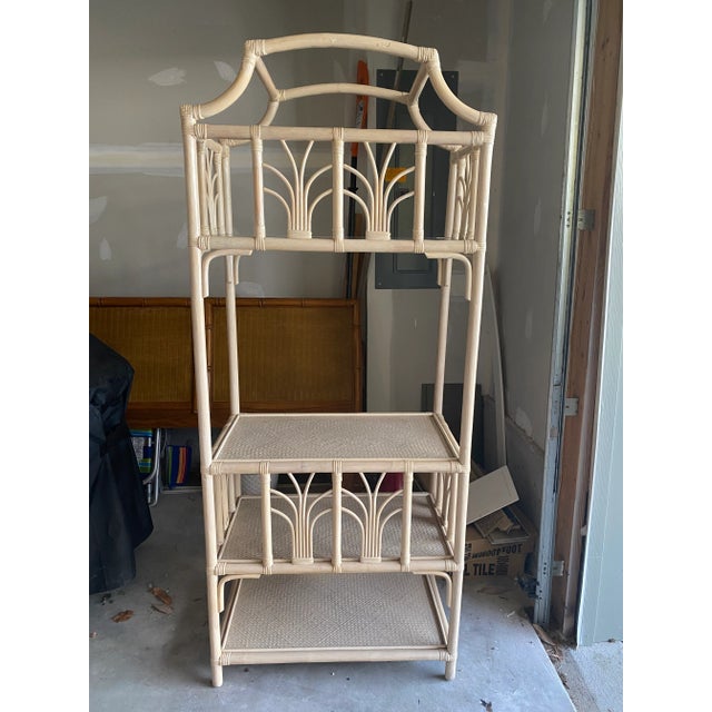 Coastal Vintage Coastal Style Rattan Etagere For Sale - Image 3 of 11
