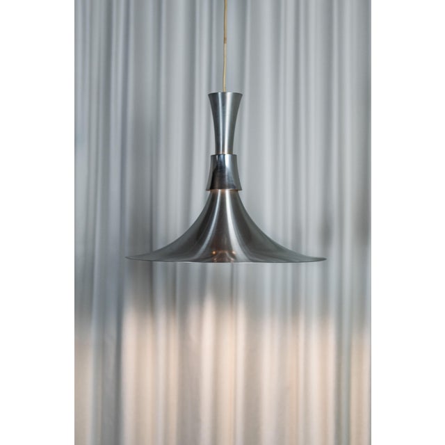 Pendant Lamp in Aluminum attributed to Bent Nordsted for Lyskær Belysning, Denmark, 1970s For Sale - Image 4 of 4