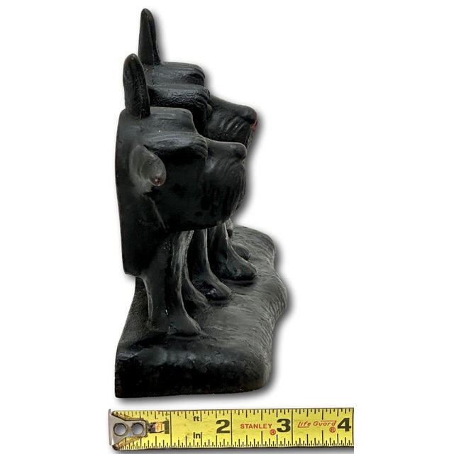 Vintage 1930s American Twin Scotties "Listen" Cast Iron Dog Doorstop Made for the Texaco Oil Co. For Sale - Image 12 of 12