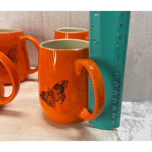 Vintage 1960's Mid Century Modern Cottage Core Butterfly Coffee Mugs & Creamer Sugar Bowl Set - Set of 6 For Sale - Image 9 of 14