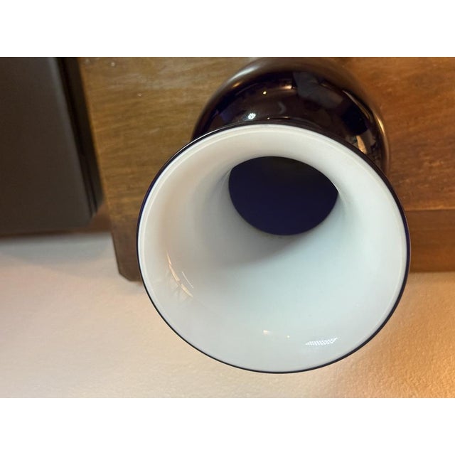 Blue Blue Opaline Glass Vase from Venini, 1986 For Sale - Image 8 of 15
