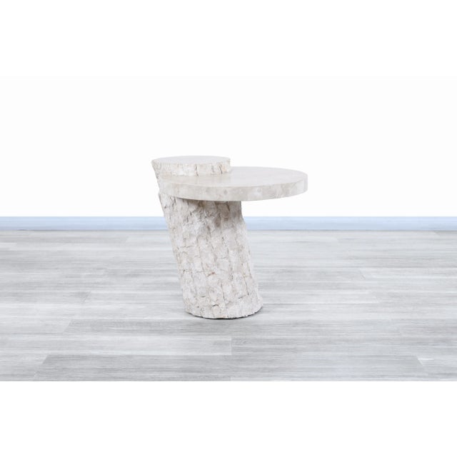 Wood Vintage Tessellated Stone Coffee Table and Side Tables - Set of 3 For Sale - Image 7 of 9