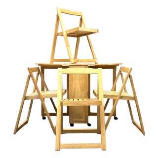 Vintage Scandinavian Folding Table and Chairs, 1980, Set of 5 For Sale