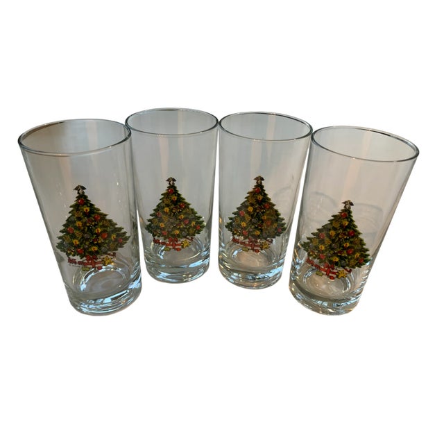 Vintage Christmas Tree Tumbler Glasses, a Set of 4 For Sale - Image 9 of 9