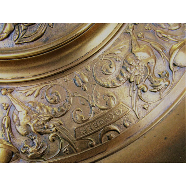 Antique Large Copper Finish Zodiac Charger Wall Hanger Foundry Stamp For Sale - Image 4 of 11