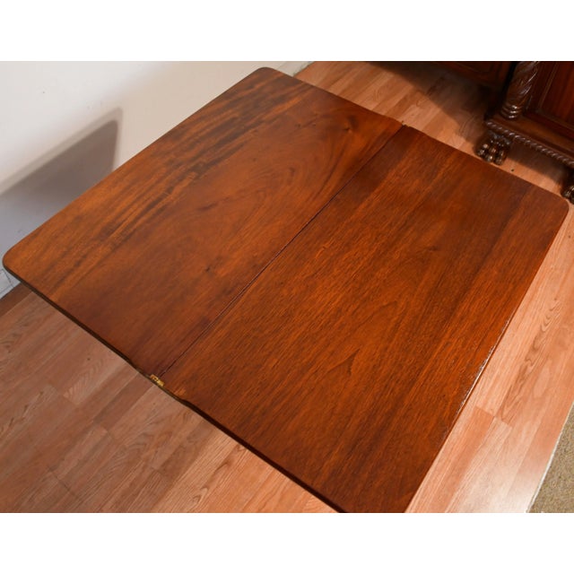 1910s 1900s Antique American Empire Solid Mahogany Flip-Top Game Table / Console Table For Sale - Image 5 of 18