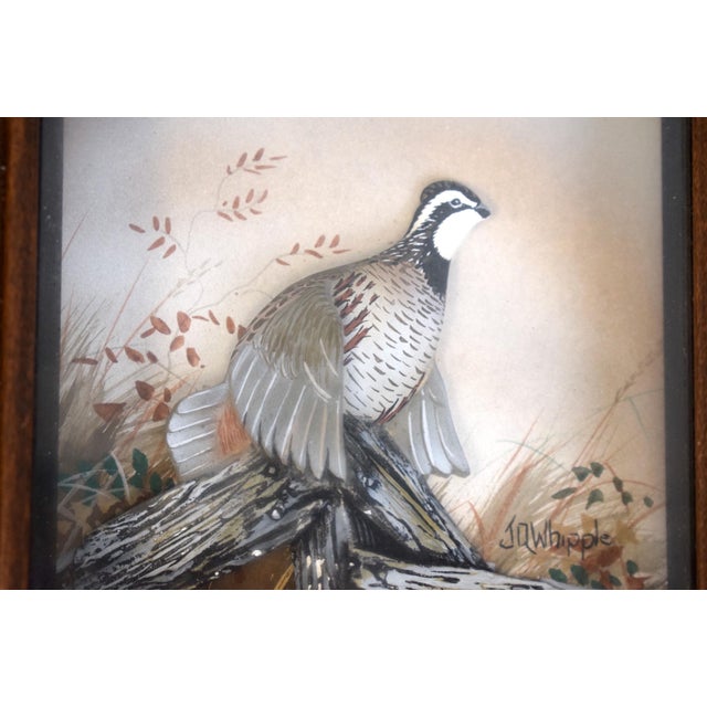Hand Painted Quail Composition Relief Sculpture & Landscape by Joseph Q. Whipple (Signed) For Sale - Image 4 of 5