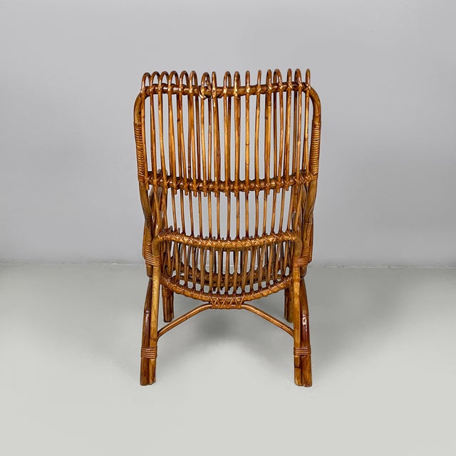 1960s Mid-Century Modern Italian Armchairs in Rattan, 1960s, Set of 3 For Sale - Image 5 of 18