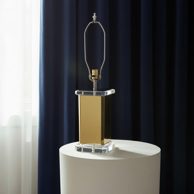 Plastic Brass and Lucite Table Lamp For Sale - Image 7 of 7
