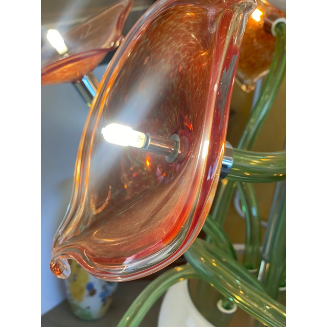 Contemporary Flowers Murano Glass Cascade Chandelier For Sale - Image 6 of 13
