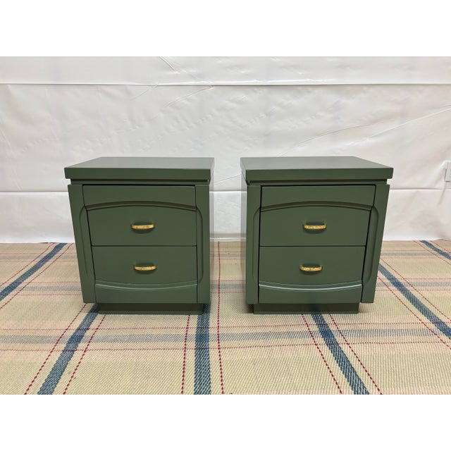 Olive Pair of Vintage Nightstands For Sale - Image 8 of 12
