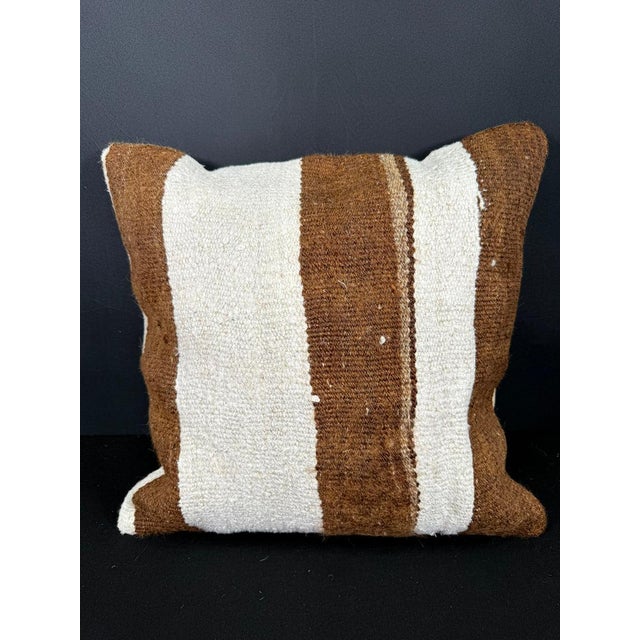 Turkish Hemp Pillow Cushion Natural Beige Brown Cushion Cover 20x20 For Sale - Image 4 of 4