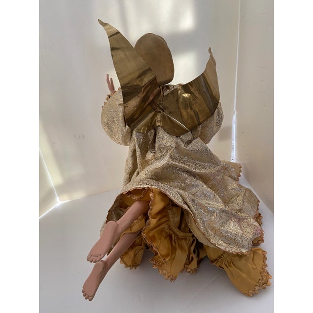 Christmas Angel Italy Cartapesta Paper Mache Angel Gold Figural For Sale - Image 11 of 13