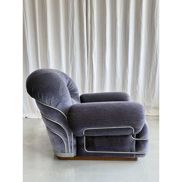 Space Age Velvet and Chrome Chair by Adriano Piazzesi, Italy, 1960s For Sale - Image 4 of 17