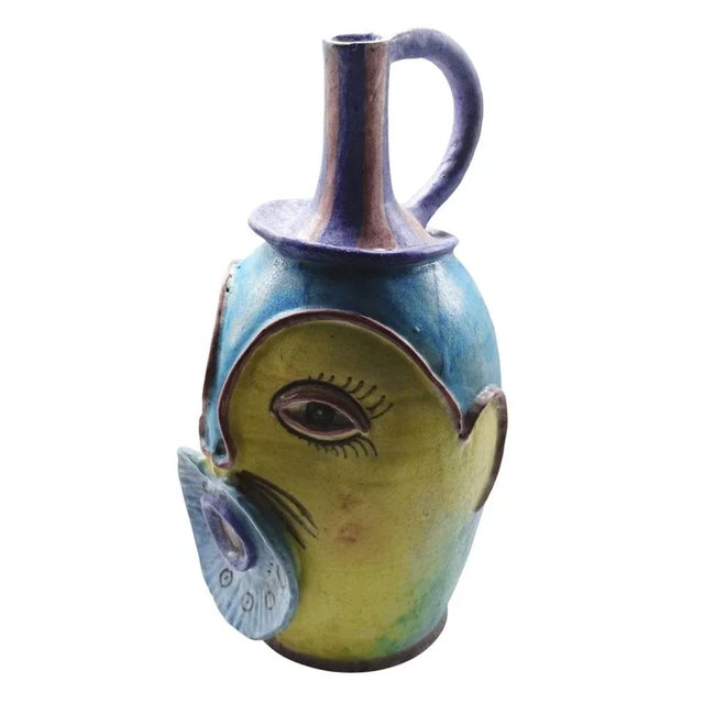 Mid-Century Modern Anthropomorphic Glazed Ceramic Vase from C.A.S. Vietri, Italy, 1950s For Sale - Image 3 of 11