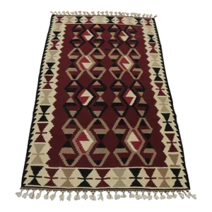 1960s Traditional Burgundy Wool Rug