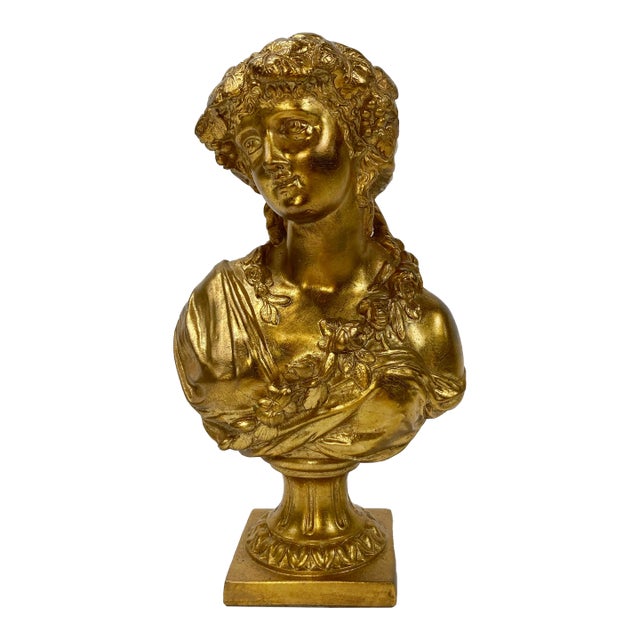 Vintage Gilded Maiden Bust For Sale