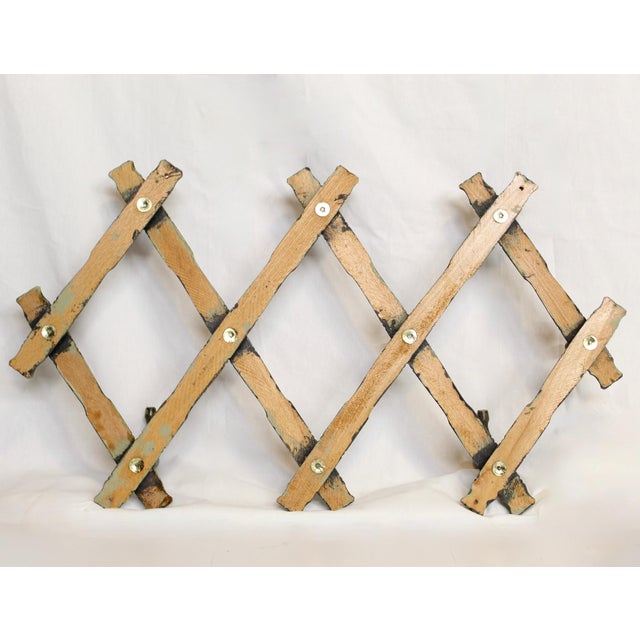 Rustic European Vintage Accordion Coat Rack - Made in Bulgaria Mid-Century Expandable Wall Peg Rack For Sale - Image 3 of 6